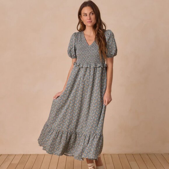 NWT - Rylee +Cru Blue Floral Kate Dress - Picture 1 of 3